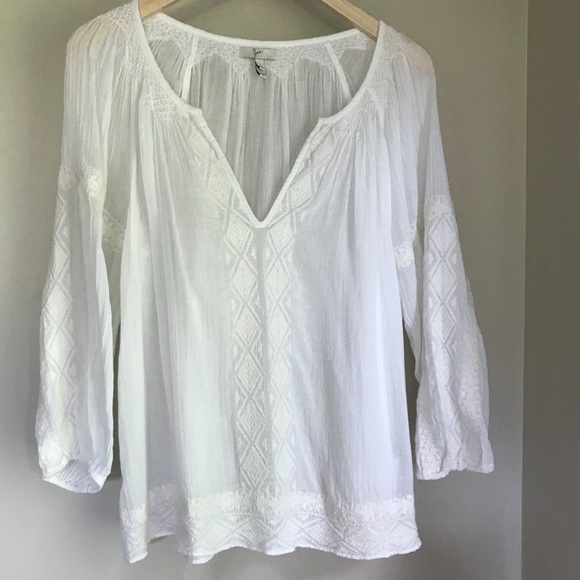 Sold $255 Joie PALVIN Embroidered 3/4 Sleeve Top - Picture 4 of 8